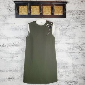 Retro Tweed Sleeveless Embroidered Sequin Floral Design Mini Dress